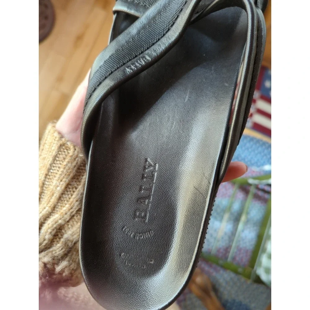 Bally Sandals Men US 12 E Black Leather Slides Slip On Comfort Italy Resort